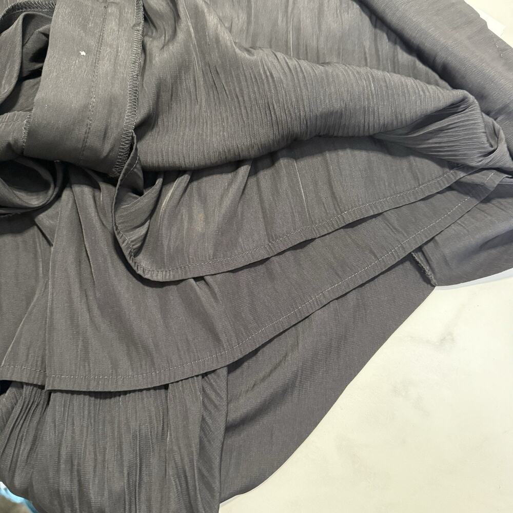 Chico’s Crinkle Pleat Midi Shirt Dress Size 1.5 US 10 Black Ruffle Tie Neck - Picture 7 of 11